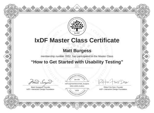 How to Get Started with Usability Testing certificate