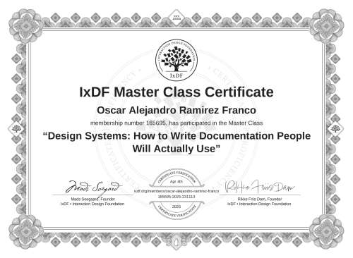Design Systems: How to Write Documentation People Will Actually Use certificate