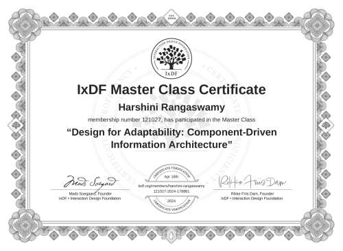 Design for Adaptability: Component-Driven Information Architecture certificate