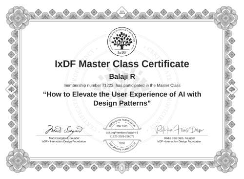 How to Elevate the User Experience of AI with Design Patterns certificate