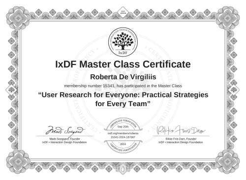 User Research for Everyone: Practical Strategies for Every Team certificate