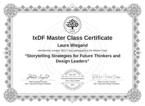 Storytelling Strategies for Future Thinkers and Design Leaders certificate