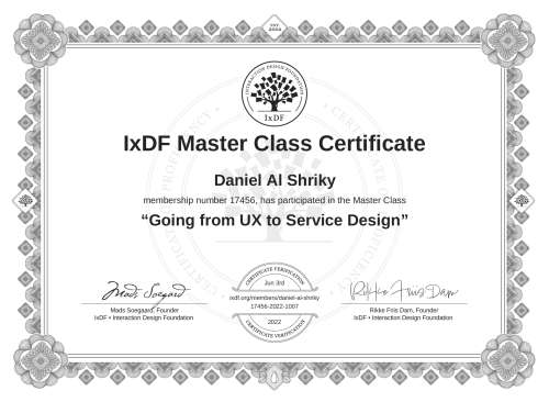 Going from UX to Service Design certificate