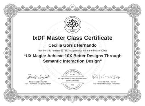 UX Magic: Achieve 10X Better Designs Through Semantic Interaction Design certificate