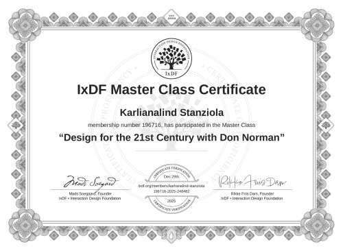 Design for the 21st Century with Don Norman certificate