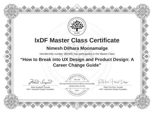 How to Break into UX Design and Product Design: A Career Change Guide certificate