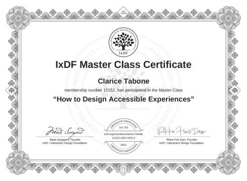 How to Design Accessible Experiences certificate