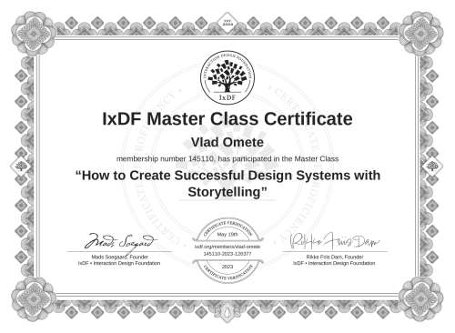 How to Create Successful Design Systems with Storytelling certificate