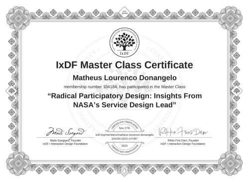 Radical Participatory Design: Insights From NASA’s Service Design Lead certificate