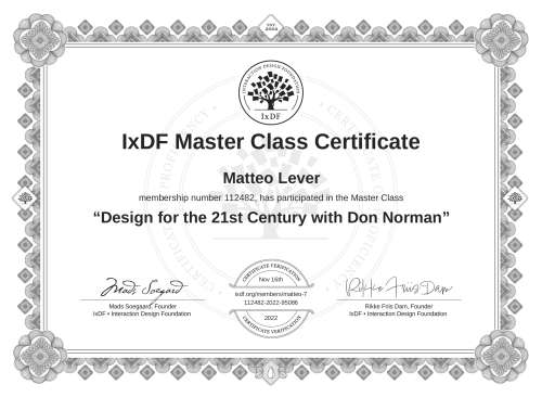 Design for the 21st Century with Don Norman certificate