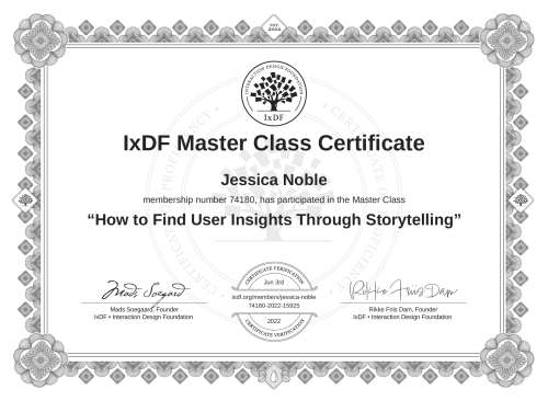 How to Find User Insights Through Storytelling certificate