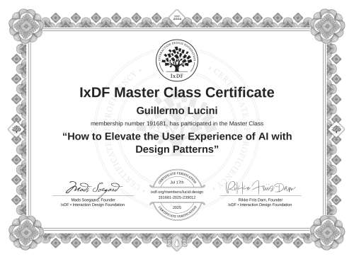 How to Elevate the User Experience of AI with Design Patterns certificate