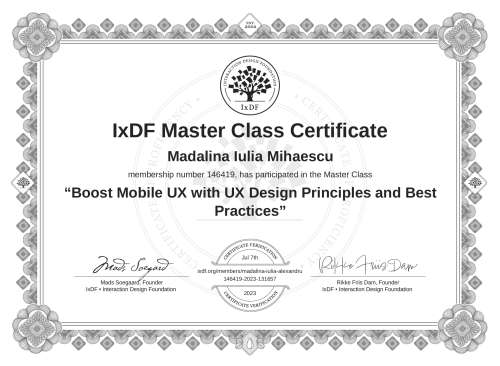 Boost Mobile UX with UX Design Principles and Best Practices certificate
