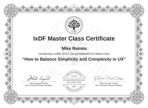 How to Balance Simplicity and Complexity in UX certificate