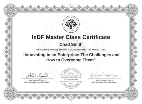 Innovating in an Enterprise: The Challenges and How to Overcome Them certificate