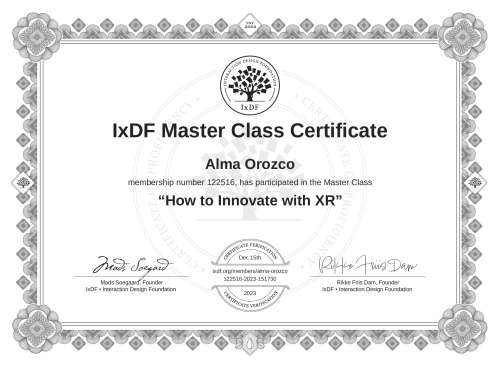 How to Innovate with XR certificate
