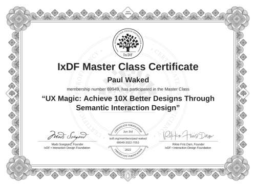 UX Magic: Achieve 10X Better Designs Through Semantic Interaction Design certificate