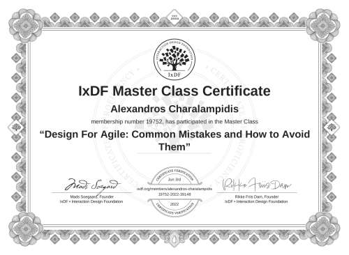Design For Agile: Common Mistakes and How to Avoid Them certificate
