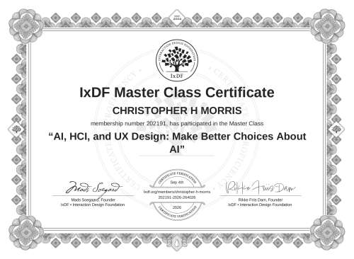 AI, HCI, and UX Design: Make Better Choices About AI certificate