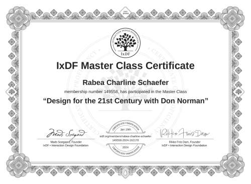 Design for the 21st Century with Don Norman certificate