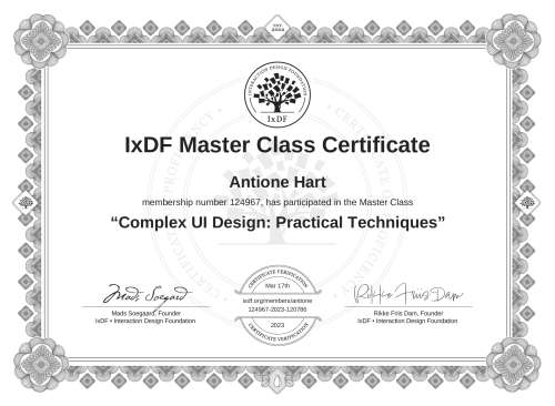 Complex UI Design: Practical Techniques certificate