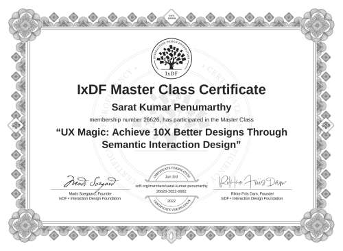 UX Magic: Achieve 10X Better Designs Through Semantic Interaction Design certificate