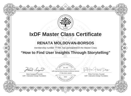 How to Find User Insights Through Storytelling certificate