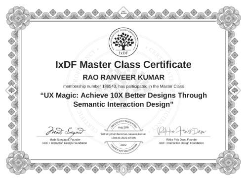 UX Magic: Achieve 10X Better Designs Through Semantic Interaction Design certificate