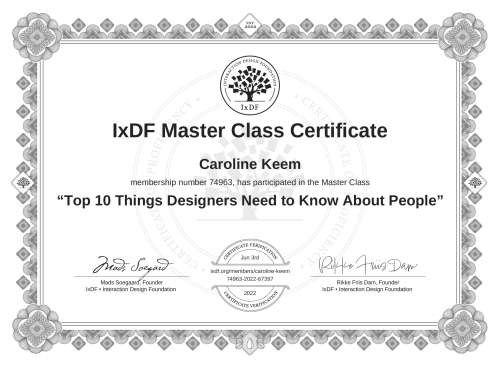 Top 10 Things Designers Need to Know About People certificate
