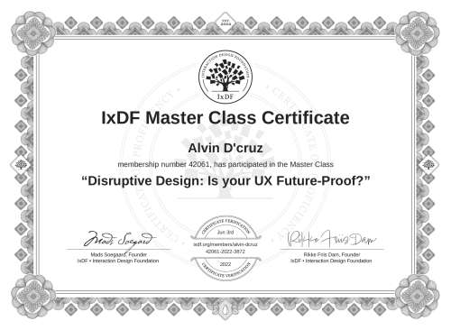 Disruptive Design: Is your UX Future-Proof? certificate