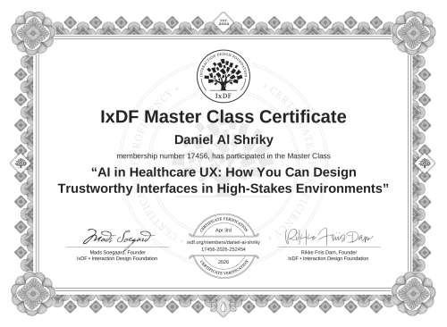 AI in Healthcare UX: How You Can Design Trustworthy Interfaces in High-Stakes Environments certificate