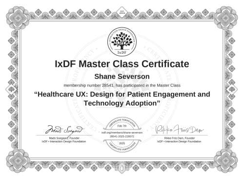 Healthcare UX: Design for Patient Engagement and Technology Adoption certificate