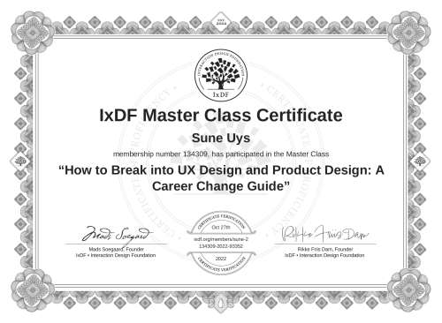 How to Break into UX Design and Product Design: A Career Change Guide certificate