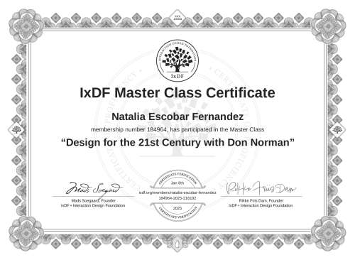 Design for the 21st Century with Don Norman certificate