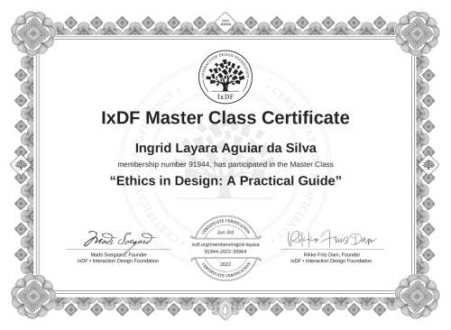 Ethics in Design: A Practical Guide certificate