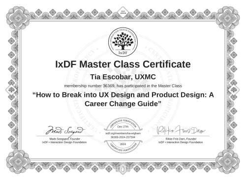 How to Break into UX Design and Product Design: A Career Change Guide certificate