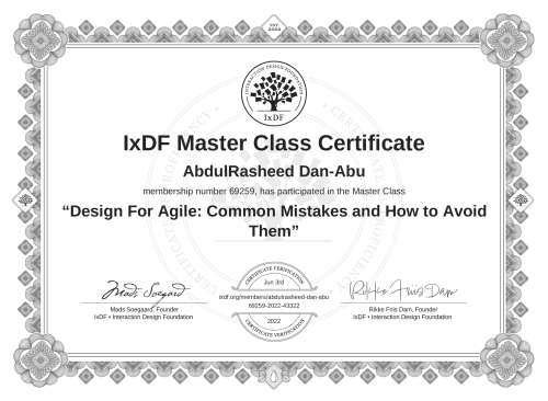 Design For Agile: Common Mistakes and How to Avoid Them certificate