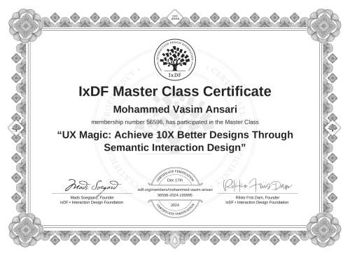 UX Magic: Achieve 10X Better Designs Through Semantic Interaction Design certificate
