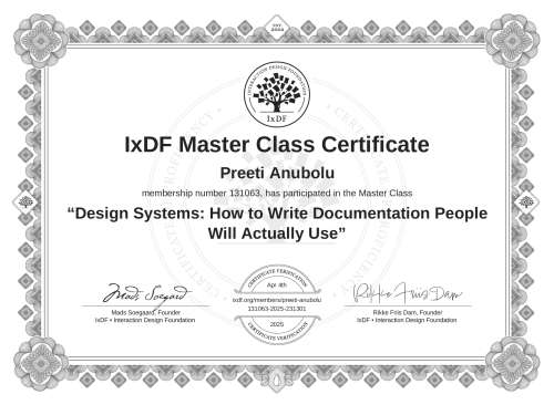 Design Systems: How to Write Documentation People Will Actually Use certificate