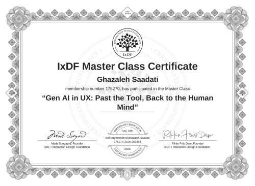 Gen AI in UX: Past the Tool, Back to the Human Mind certificate