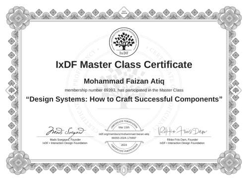 Design Systems: How to Craft Successful Components certificate