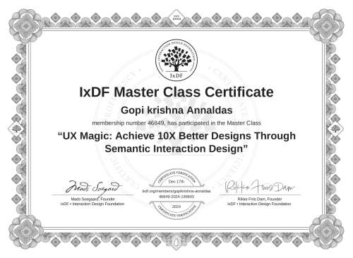UX Magic: Achieve 10X Better Designs Through Semantic Interaction Design certificate