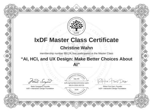 AI, HCI, and UX Design: Make Better Choices About AI certificate