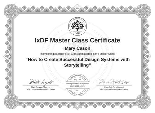 How to Create Successful Design Systems with Storytelling certificate