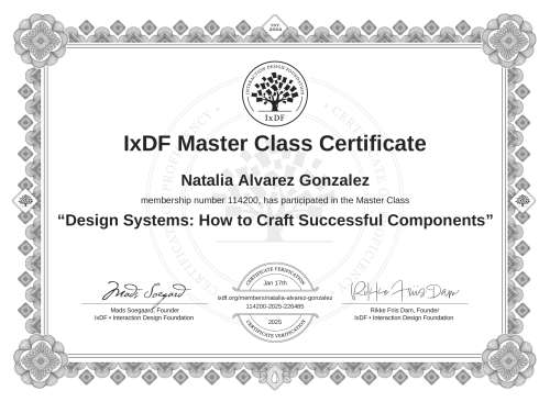 Design Systems: How to Craft Successful Components certificate