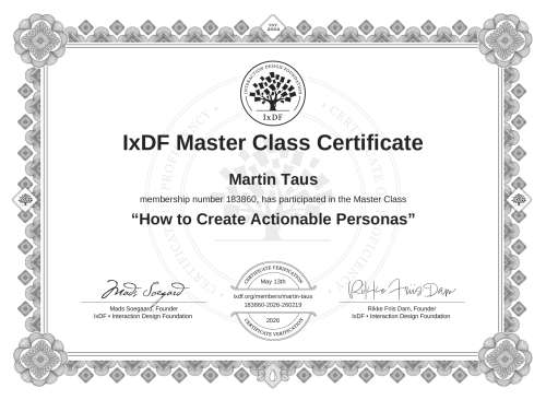 How to Create Actionable Personas certificate