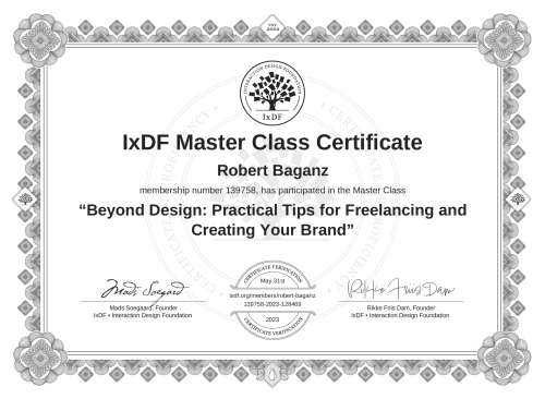 Beyond Design: Practical Tips for Freelancing and Creating Your Brand certificate