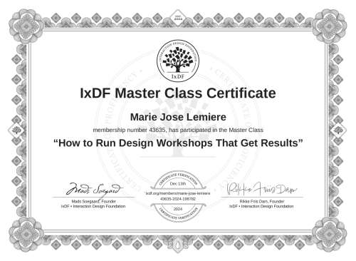 How to Run Design Workshops That Get Results certificate