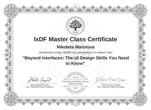 Beyond Interfaces: The UI Design Skills You Need to Know certificate