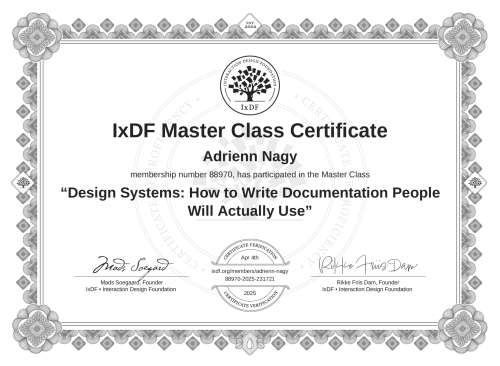 Design Systems: How to Write Documentation People Will Actually Use certificate